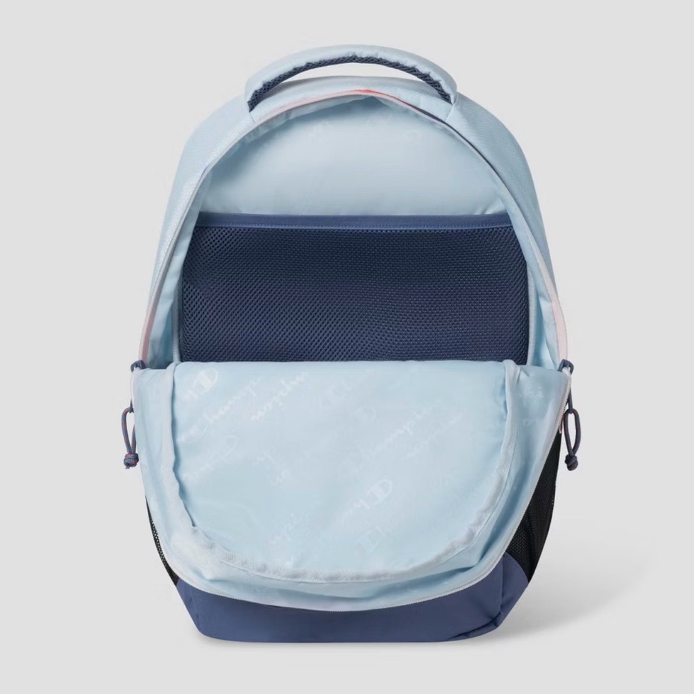 Champion Light Blue Backpack with Navy and Coral Trim - Picture 4 of 16